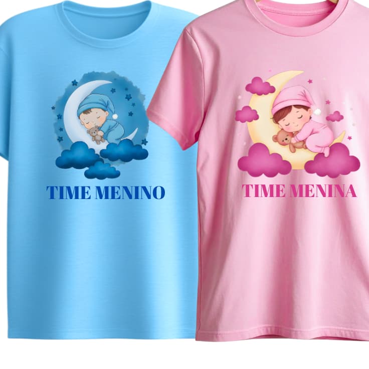 Camiseta para Chá revelação, Time menino e Time menina, Chá de bebê (envio rápido)