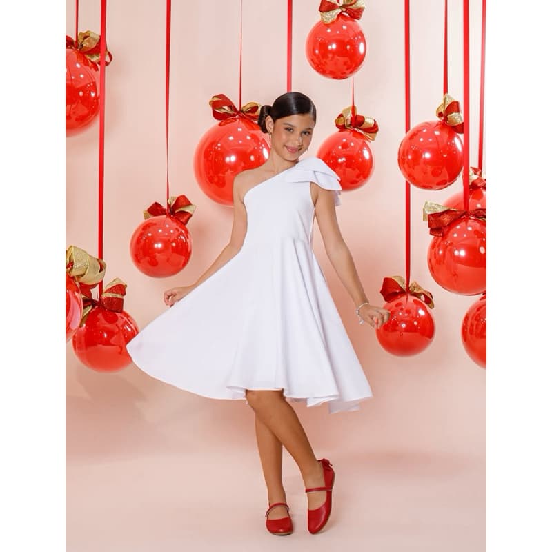 Vestido Branco Laço Festa Menina Infantil