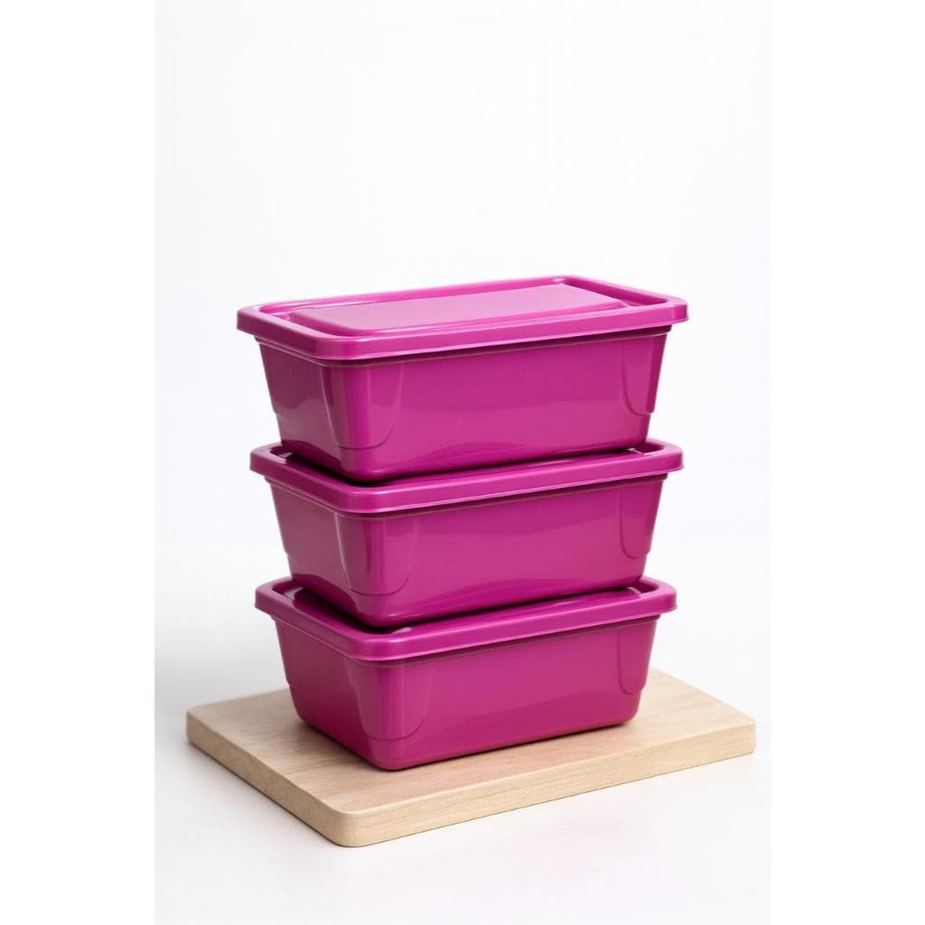 Kit 3 Potes Plástico Rosa - Organizadores Multiuso
