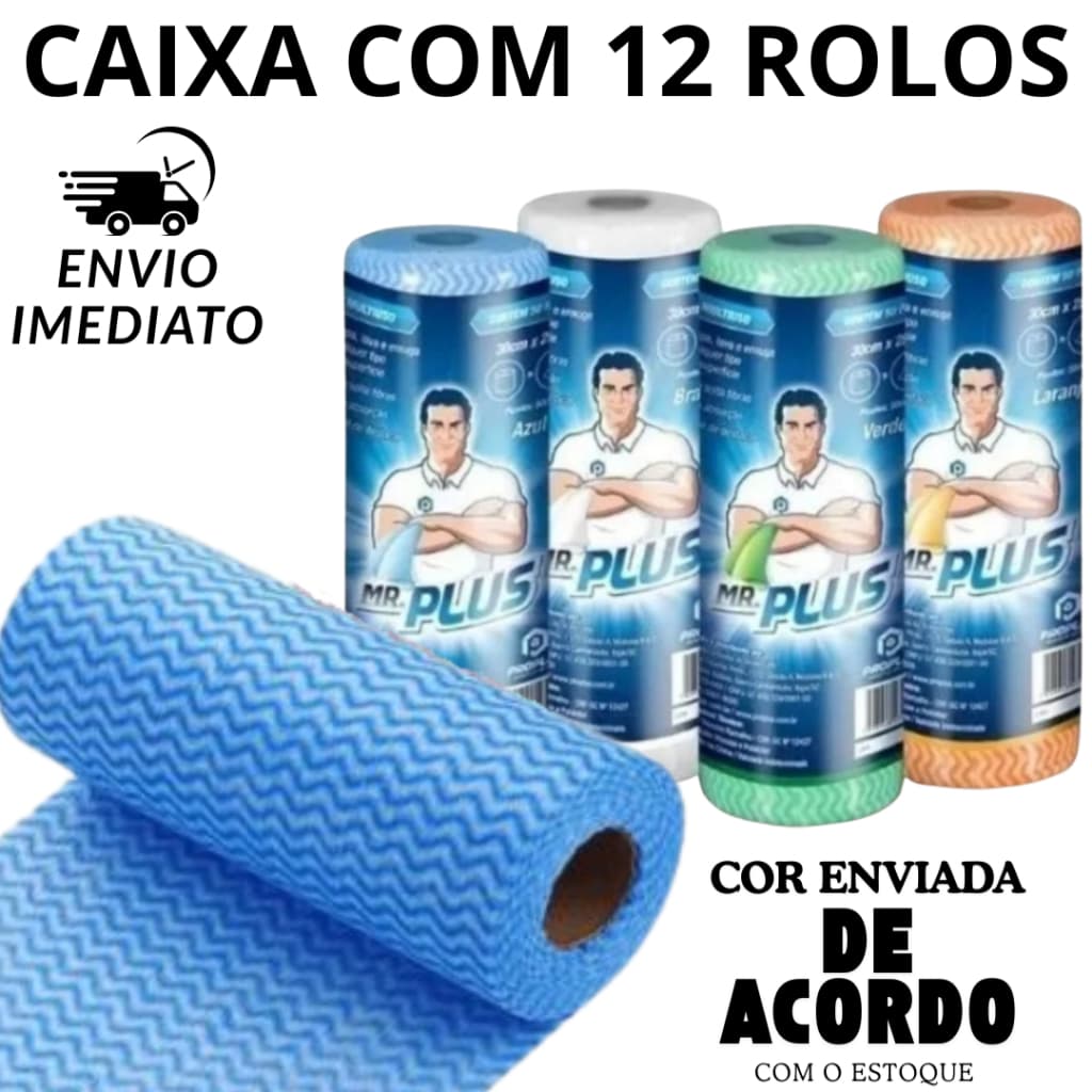 Kit 12 Rolos De Pano Picotados Tipo Perfex 600 Panos Multiuso Alta Absorção Reutilizável 30x50