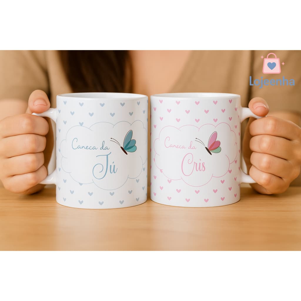 Caneca Personalizada com Nome - Caneca Rosa - Caneca Azul - Caneca Coração Nome