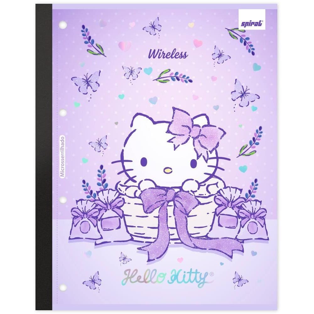 Refil para Fichário Universitário com 80 Folhas Coladas, Hello Kitty