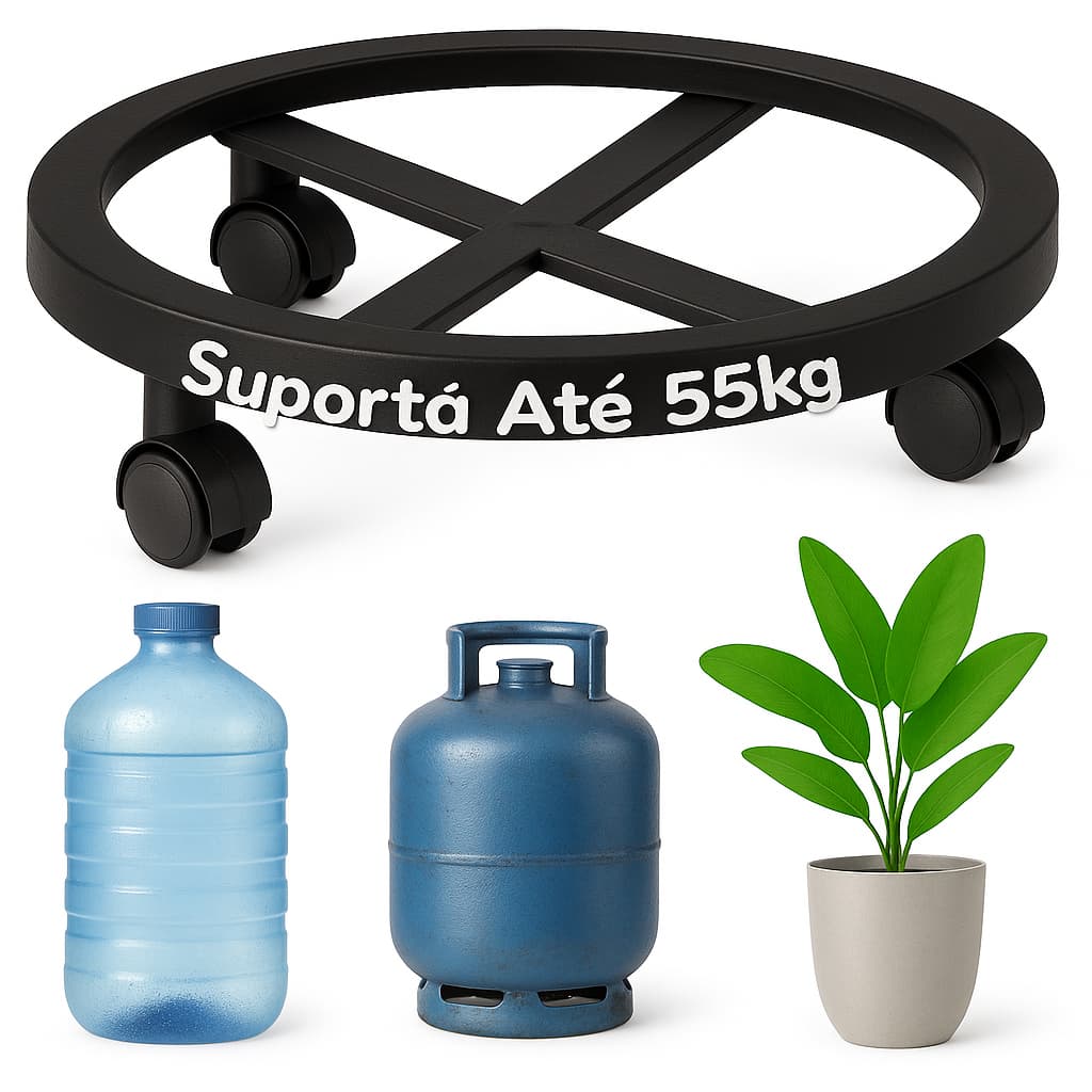 Suporte Para Botijão Bujão Butijão De Gás Vasos Galão Base Apoio Com Rodinha Resistente Carrinho Para Plantas Versátil
