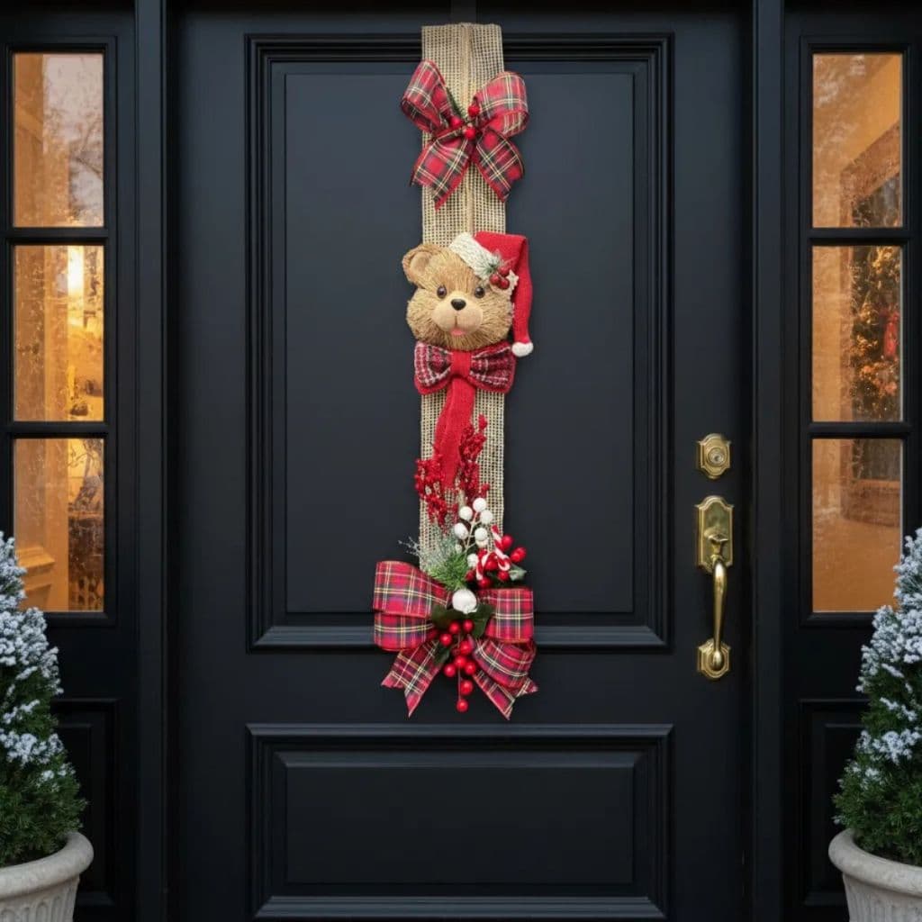 Pendente Escapulário de Porta Dupla face  Arranjo Guirlanda Natal Urso Natalino
