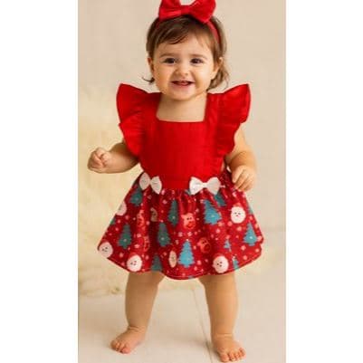 Romper Salopete Vestido NATAL Bebe Menina vermelho Festa