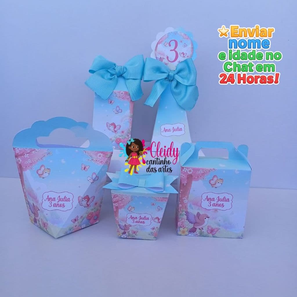 Kit Festa Jardim Encantado Com Laço/Jardim dos Pássaros/Lembrancinhas Personalizadas