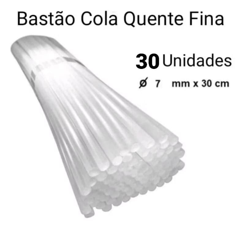 Cola Quente 7mm Transparente – Kit Econômico com 30 Bastões