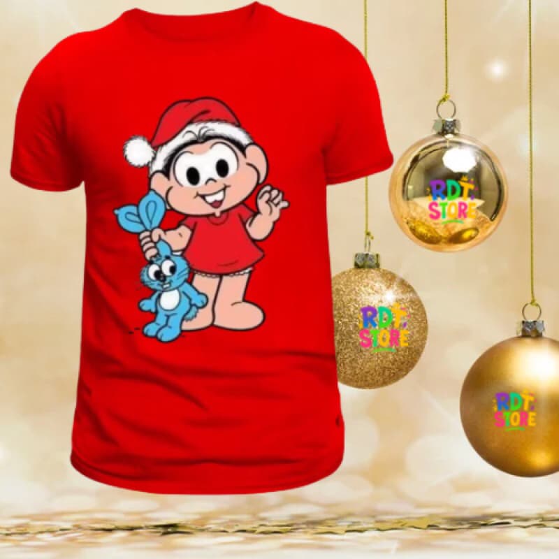 Camiseta de natal turma da mônica camisa casual personalizada 100% Algodão