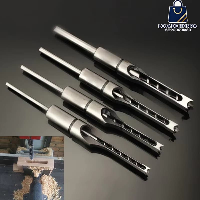 Brocas P/ Furo Quadrado Jogo 4 Peças 1/4 - 5/16 - 3/8 - 1/2