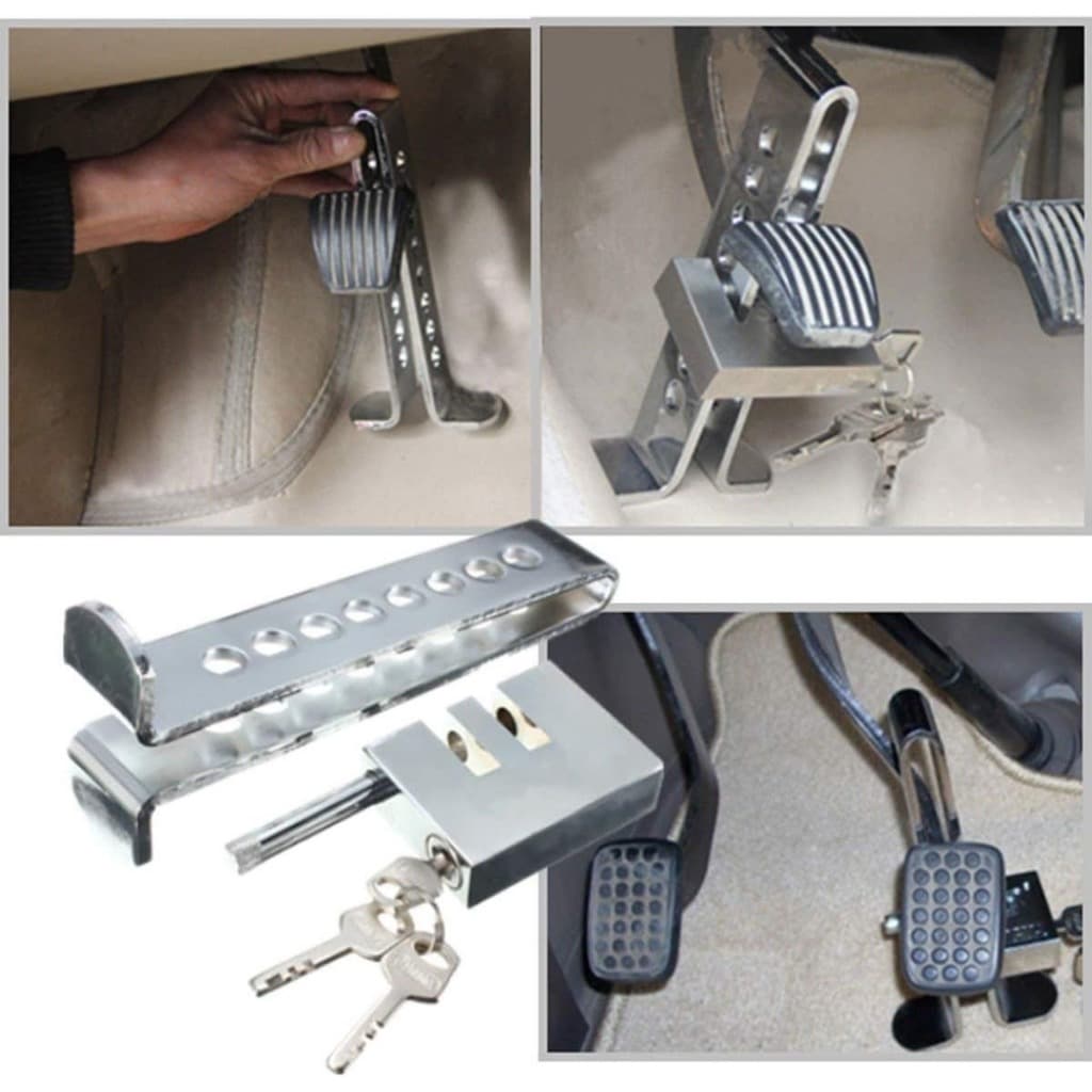 Acelerador Antirroubo para Veículo Universal Inoxidável /Cadeado de Bloqueio para Pedal de Freio