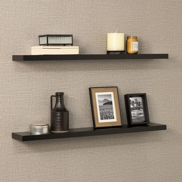 Prateleira Decorativa em MDF Preto 60x20 suporte invisivel kit com 2