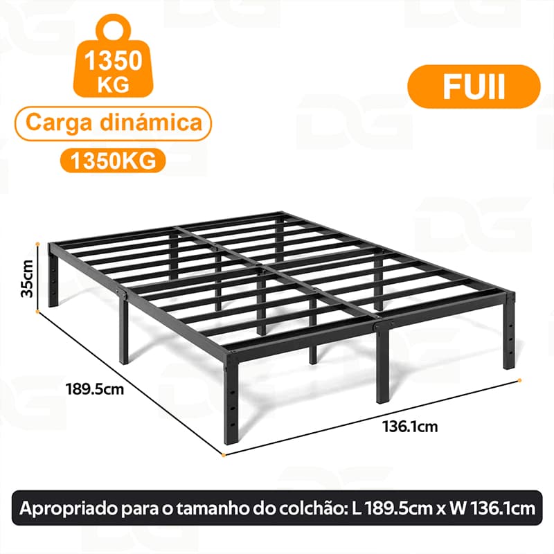 Cama de Solteiro Estrado de Metal Dobrável Capacidade 1350KG Fácil De Instalar Ripas de Aço Queen O17