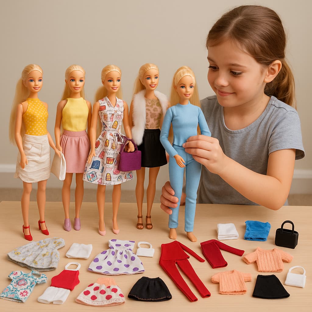 kit c/ 10 roupas de boneca de 30cm, veste diversos tipos de boneca - 10 conjuntos