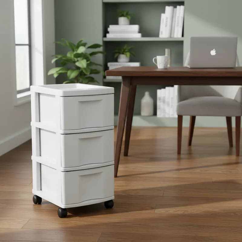 Gaveteiro Plástico Branco Organizador Multiuso 3 Gavetas com Rodízios – Design Clean Agraplast 931