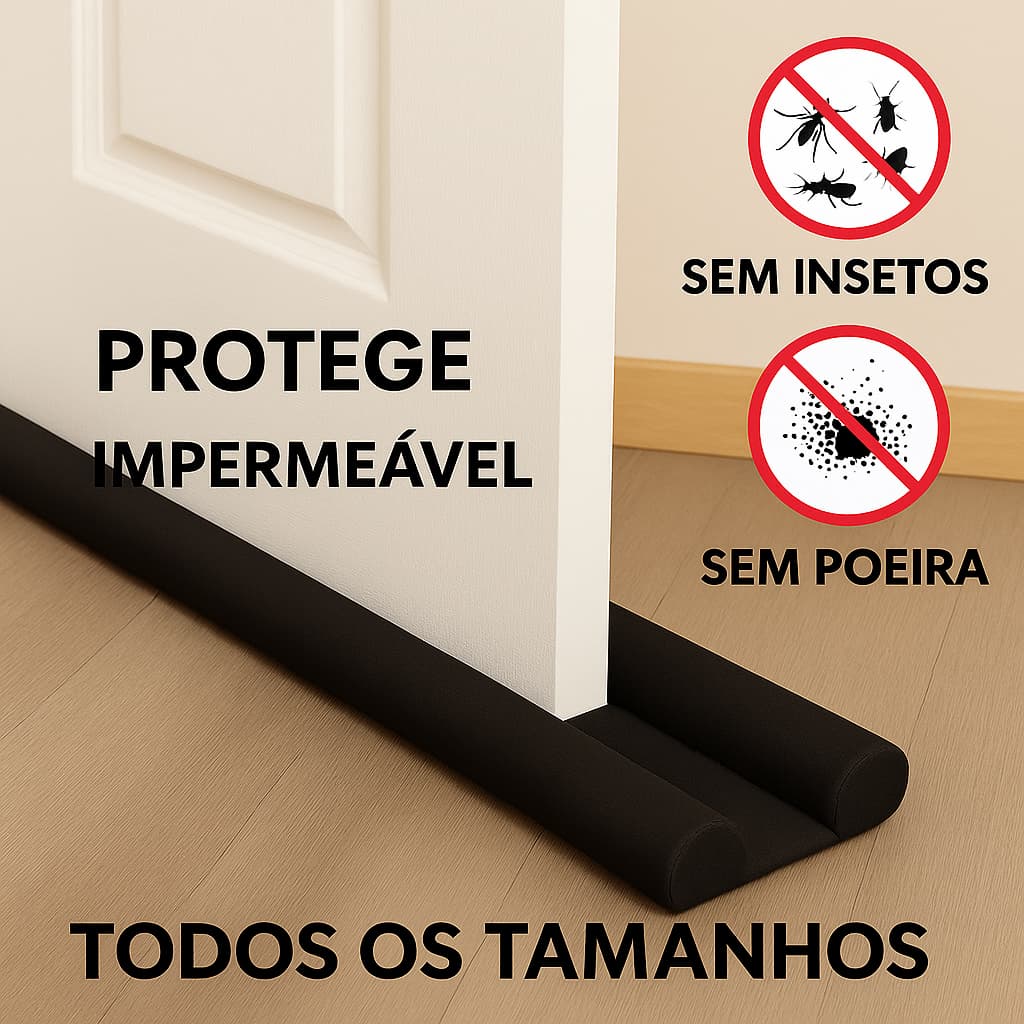 Veda Porta 70cm até 1,20cm Rolinho Protetor de Porta Contra Insetos poeira Impermeável reforçado