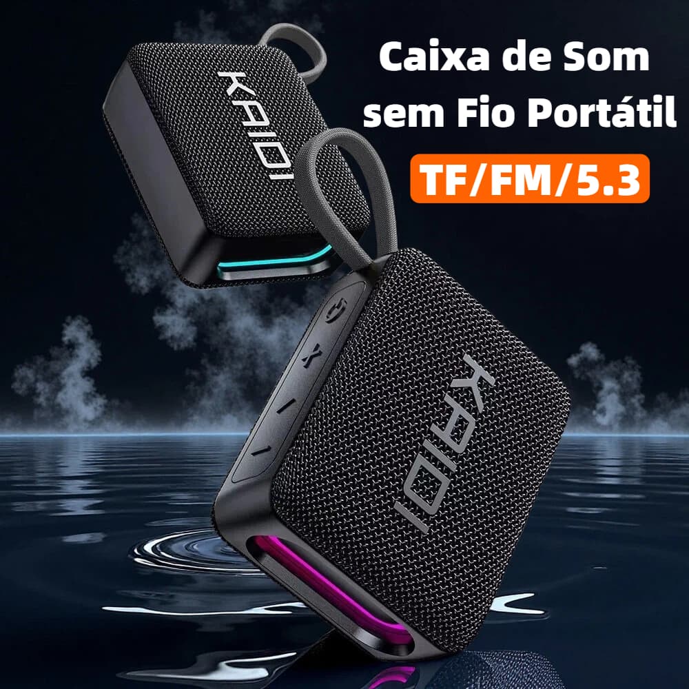 Caixa de Som Bluetooth Portátil Som Hi-Fi, Bluetooth 5.3, com iluminação RGB, porta Type-C.TF,FM KNC-826