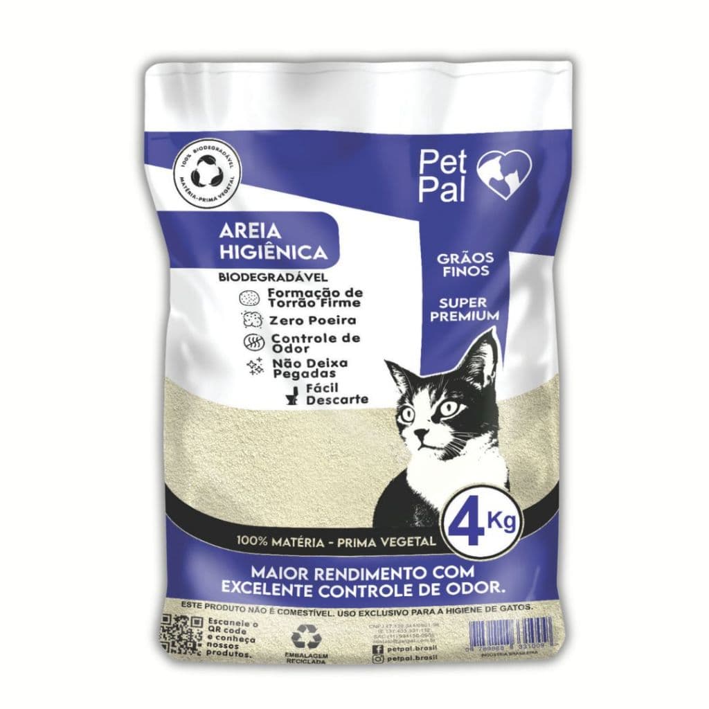 Areia Higiênica Biodegradável Para Gato PetPal Grãos-Finos
