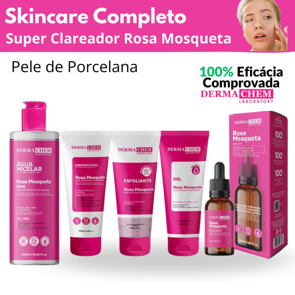 Skincare Completo CLAREADOR  SUPER HIDRATAÇÃO Rosa Mosqueta Dermachem