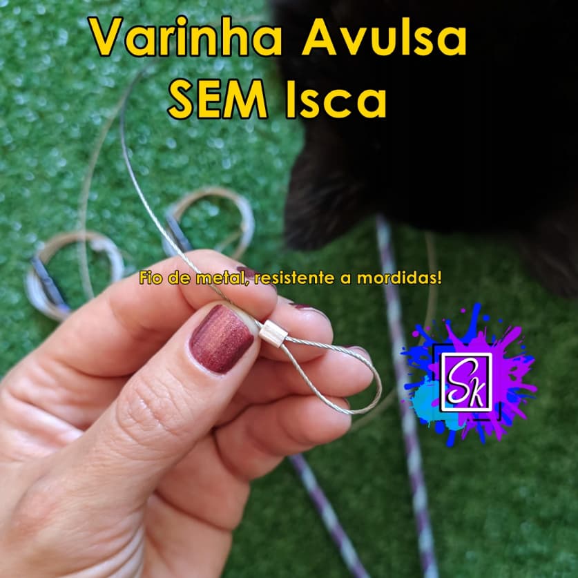 Brinquedo para Gatos - Varinha Interativa sem Isca – Fio Metálico Resistente a Mordidas - Varinha Avulsa Sem Isca