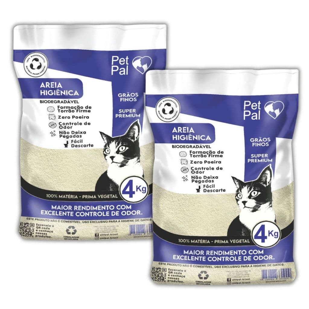 Areia Higiênica Biodegradável Para Gato PetPal Grãos-Finos