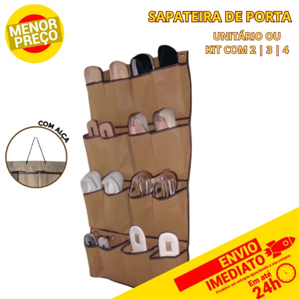 Sapateira de Porta Parede para 8 Pares Organizador de Sapatos Sandálias Tênis TNT Resistente