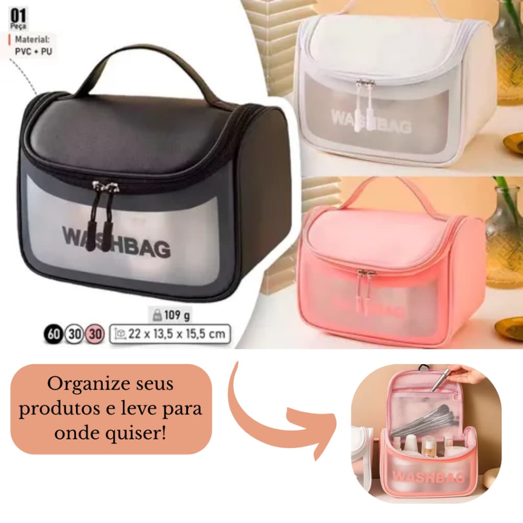 Bolsa de Mão Organizadora Necessaire com Alça Multiuso Objetos Maquiagens Cosméticos - COR SORTIDA