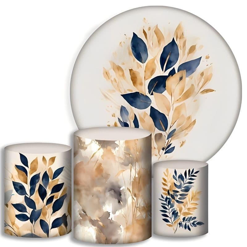 Capas Para Cilindros + Painel - Floral / Duo Folhas - Kit Decoração Festa / Pegue e Monte
