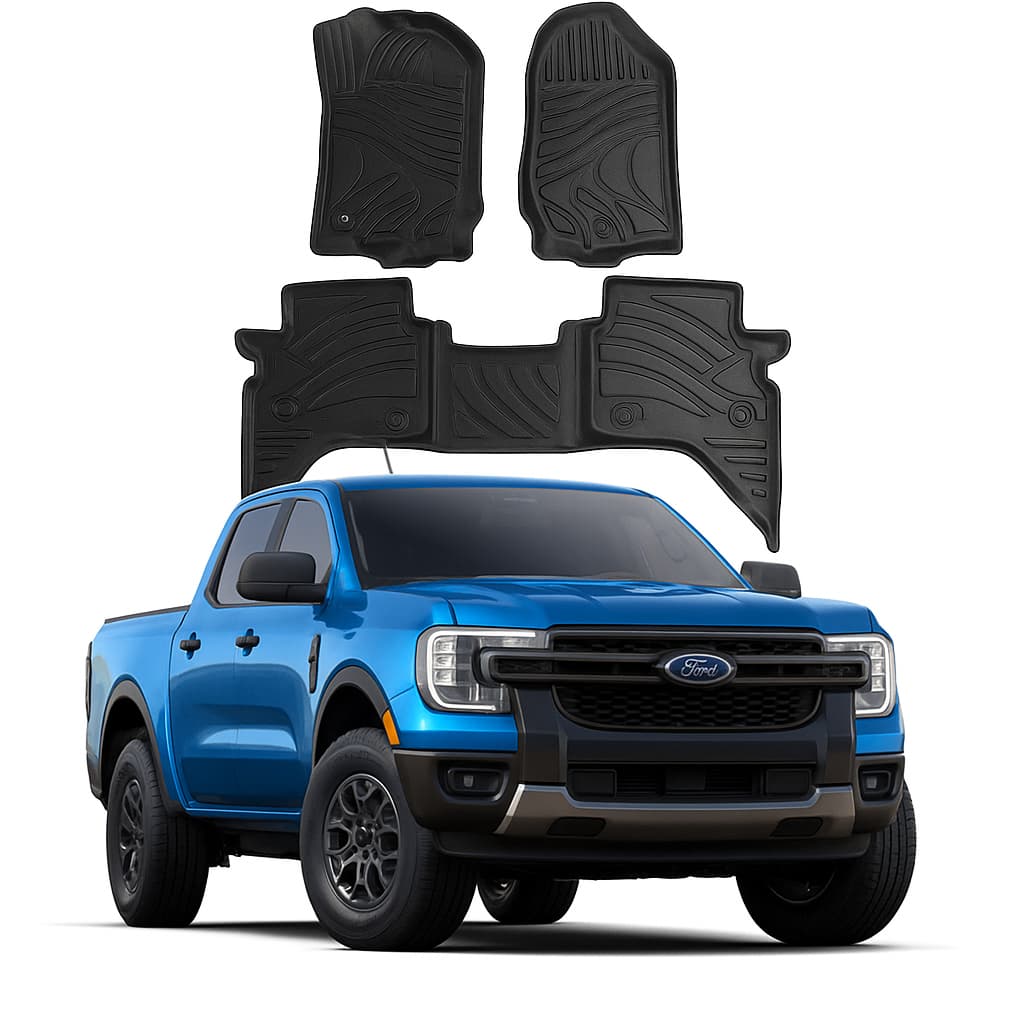 Tapete Automotivo Bandeja De Borracha Para Carro FORD RANGER Conjunto 3 peças 3D Ekap
