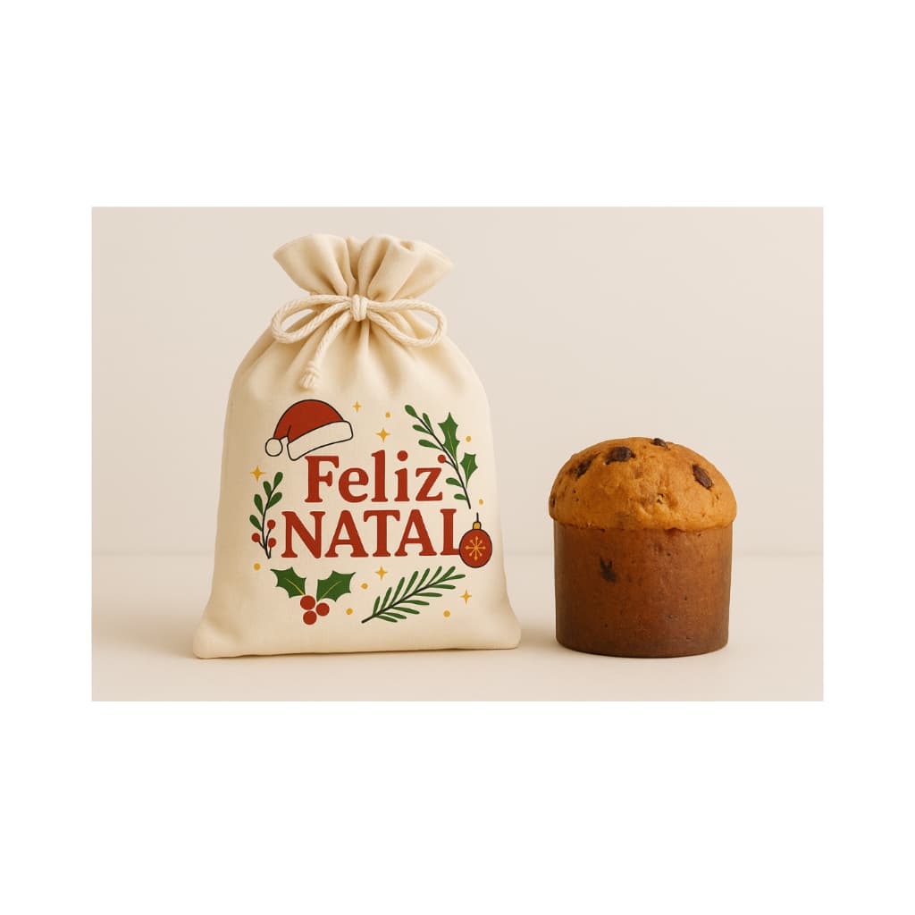 Kit 10 Saquinhos Panetone Biscoitos de Natal Personalizados Premium Algodão