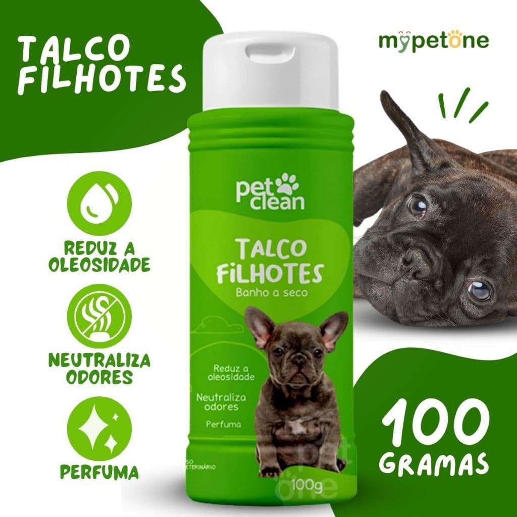 Talco Banho a Seco P/ Cães e Gatos Pet Clean 100g - Filhote