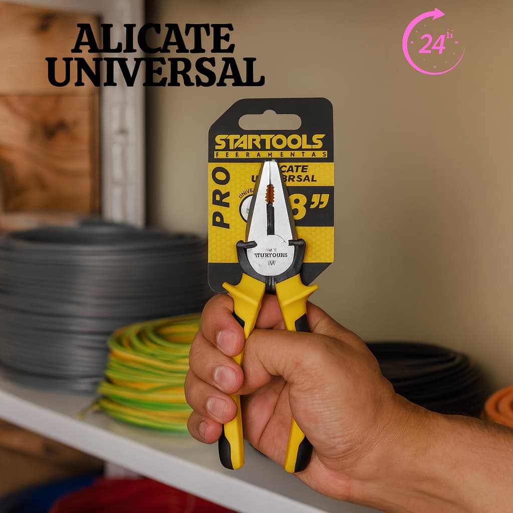 Alicate Universal Profissional Uso Geral Aço Carbono Emborrachado 8'' Polegada Startools