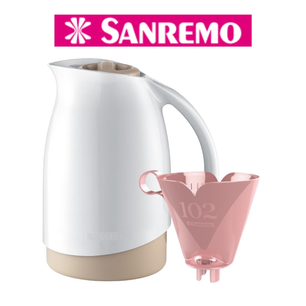 Kit Garrafa Térmica Bule 700 mL + Suporte Filtro Tamanho 102 Sanremo 6 Horas Quente 12 Horas Gelado