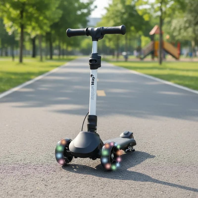 Patinete 3 Rodas Infantil 130w Elétrico Com Luzes Preto
