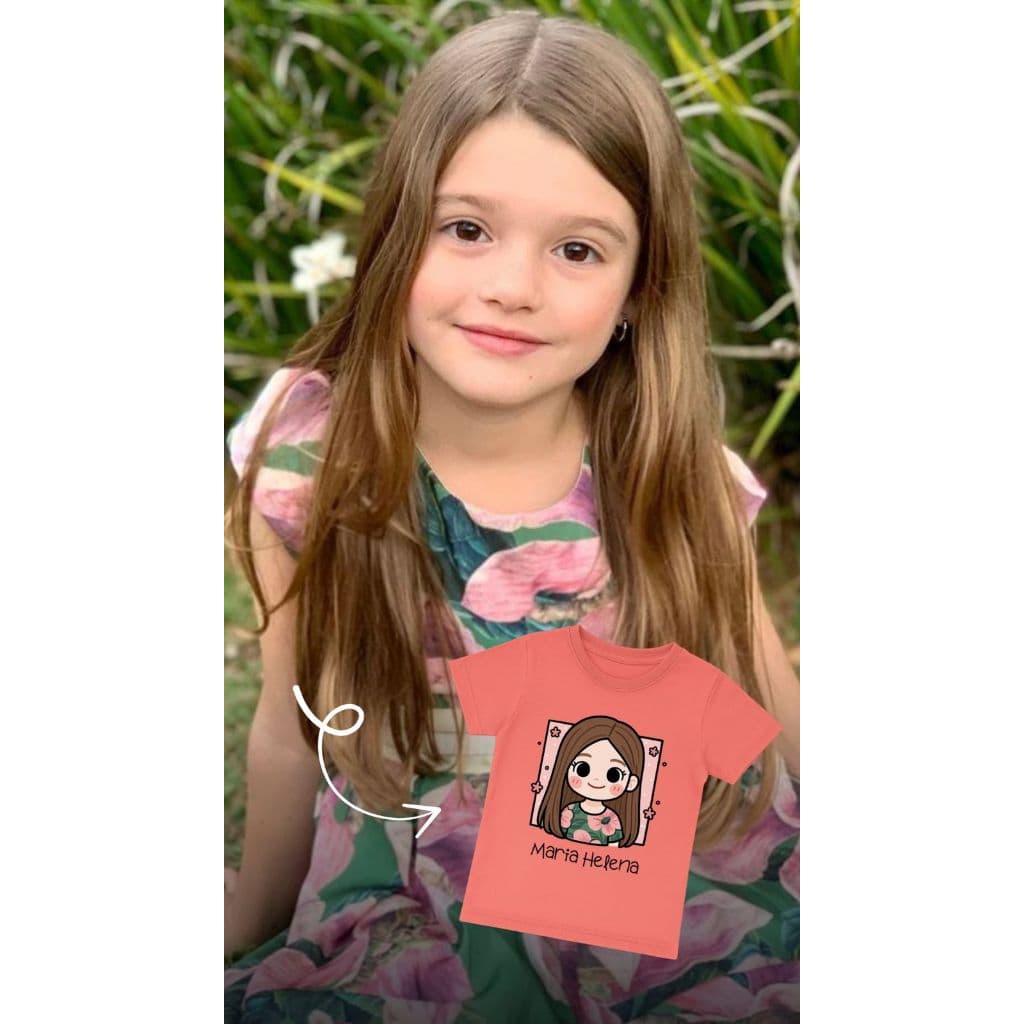 T-shirt personalizada caricatura infantil ou adulto personalizada do jeito que voce quiser