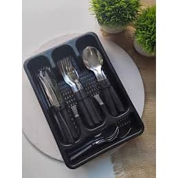 Jogo 17 Talheres Pegagor Comida Servir Janta Almoço Colher Garfo Faca Presente Casa Vermelho Preto