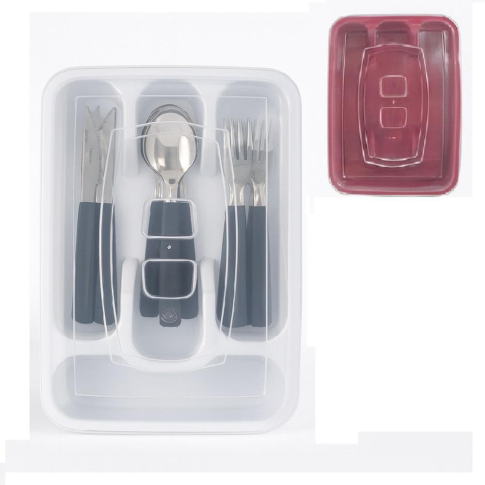 Porta Talheres com Tampa – Organizador de Gaveta com 4 Divisórias para Cozinha, Viagens e Camping