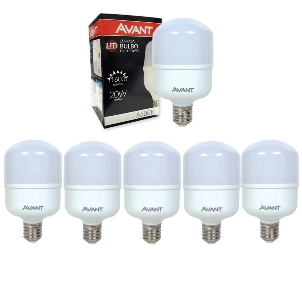 Lâmpadas Led 20w Bulbo Branco Frio 6500k ou Quente 3000k E27 Bivolt Economica 110v 220v Avant