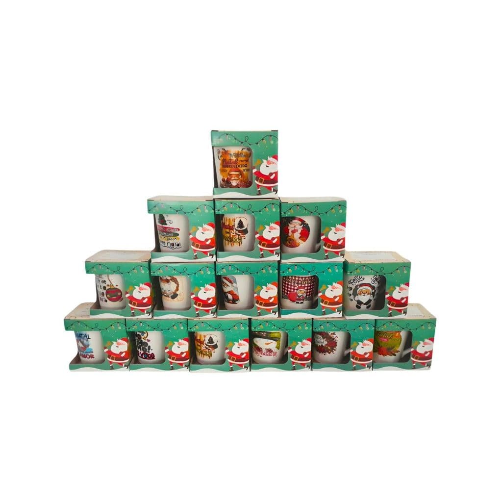 Kit Revenda atacado Canecas de Natal Em porcelana 250ml Decoradas Natalinas - Na caixinha decorada