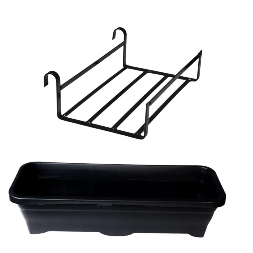 Kit Suporte Para Jardineira Com Vaso Floreira Grade Varanda Jardim Sacada Ferro 29cm
