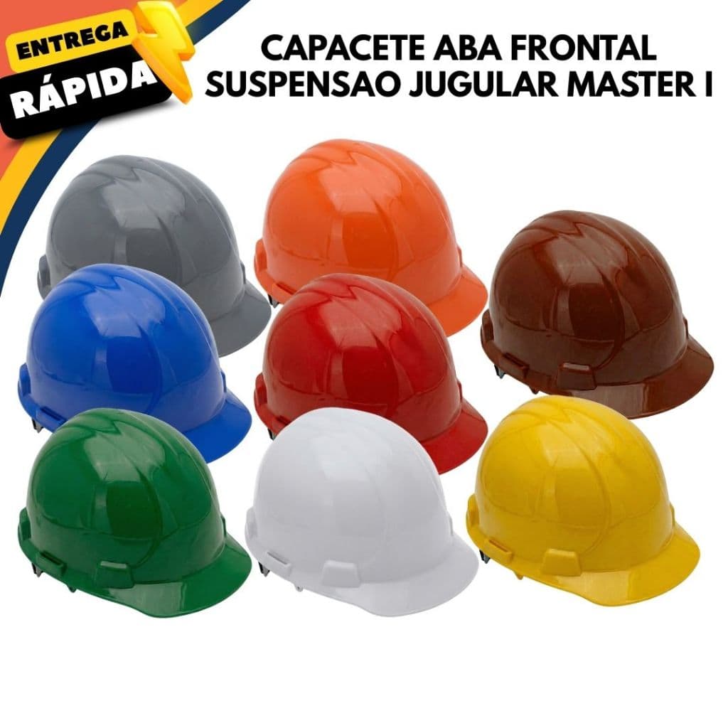Capacete de Segurança Aba Frontal Master I com Jugular | EPI Profissional Obra Construção