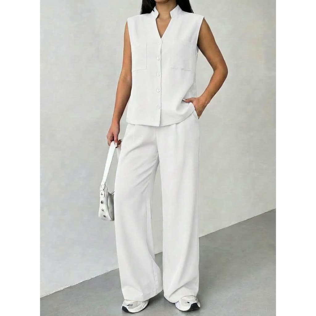 REF：Y287 - Conjunto de duas peças de cor sólida para mulheres