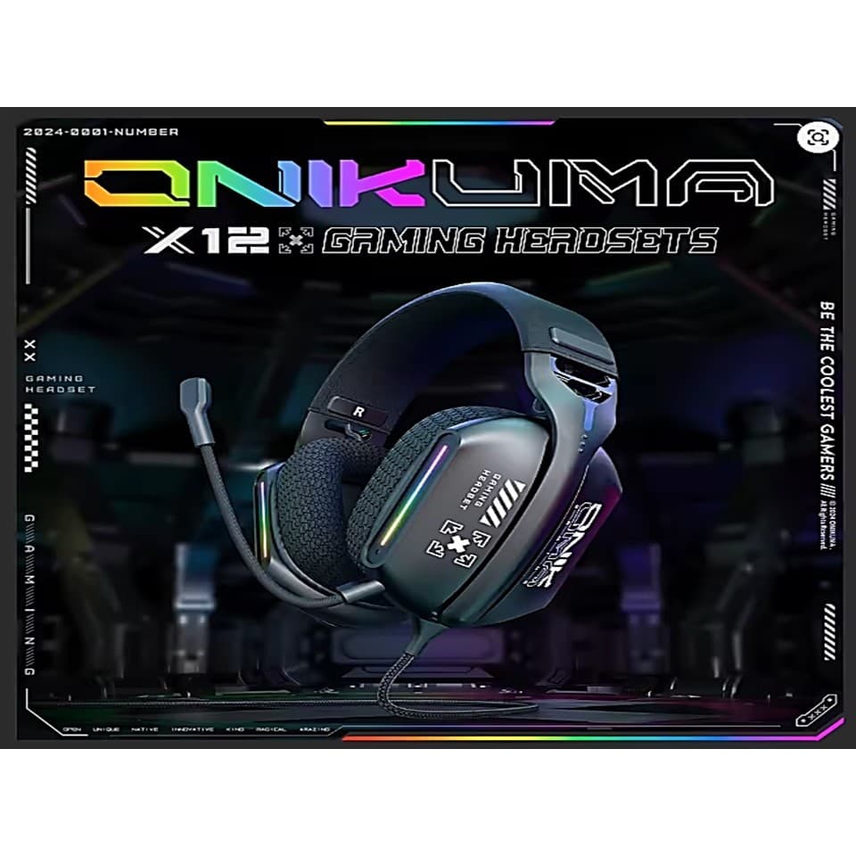 Headset Gamer Profissional ONIKUMA X12 RGB Preto Compatível com PS4/PS5/xbox/One/Series/pc Modelo Exclusivo Loja Infor