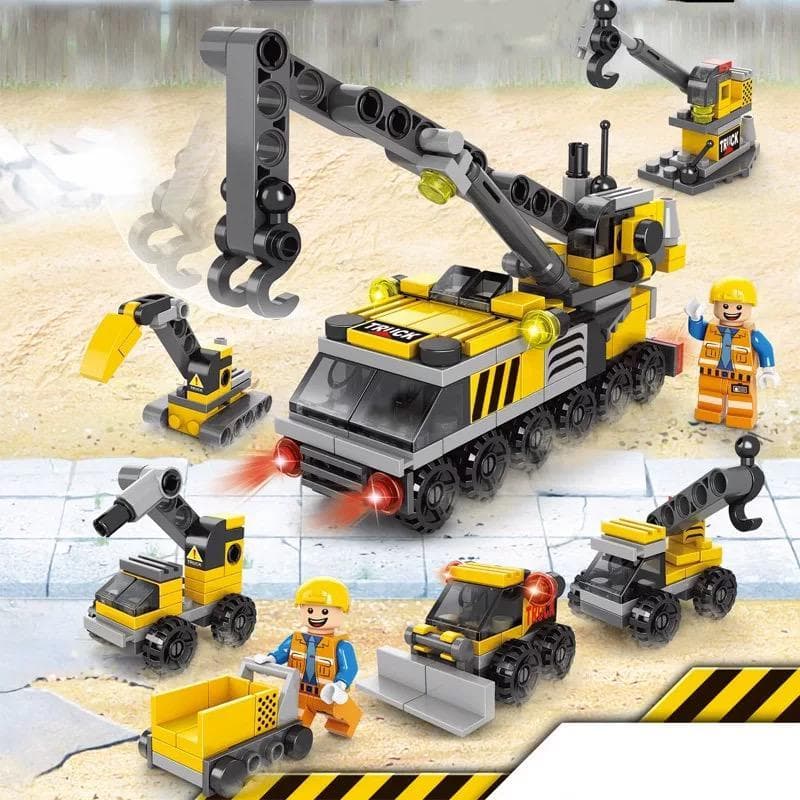 Blocos De Montar Caminhão Guindaste Kit 6x1 Com 142 Peças