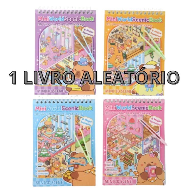 Livro cartela de adesivos 3d com até 17 cenários diferentes mais pinça presente dia das crianças