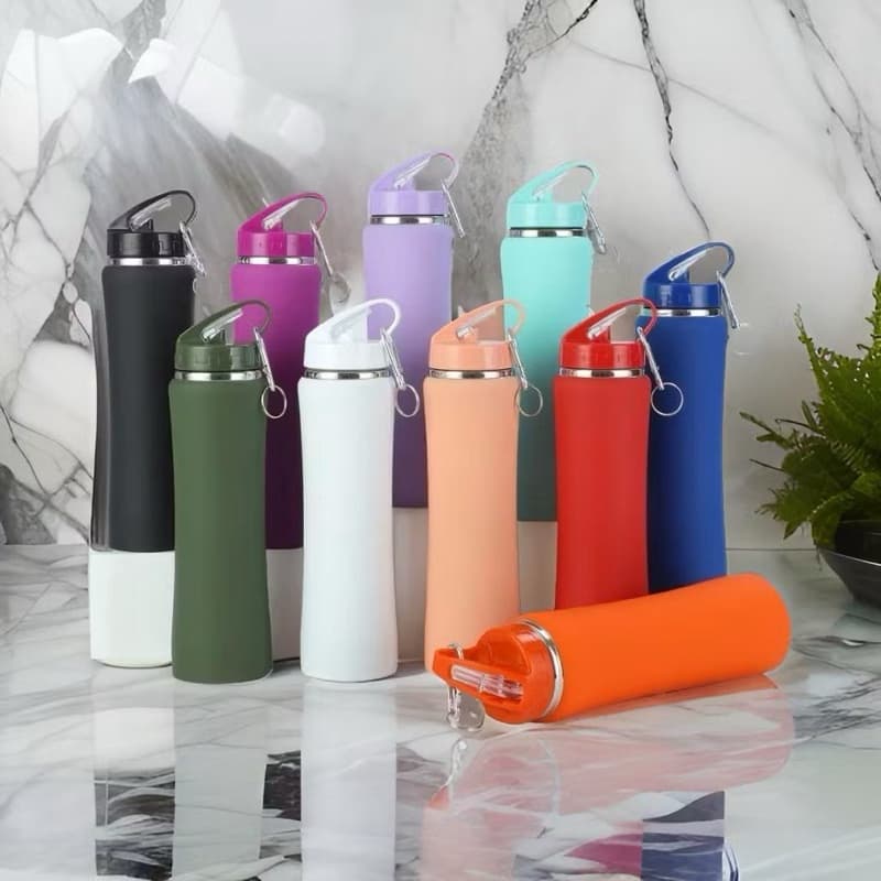 Garrafa Esportiva de Silicone 600ml/750ml com Tampa Antivazamento e Alça – Varias Cores