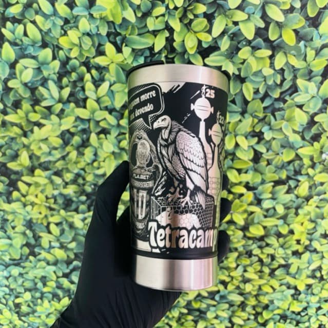 COPO TÉRMICO FL TETRACAMPEÃO Libertadores 2025 personalizado a laser  360º graus PREMIUM 473 ml