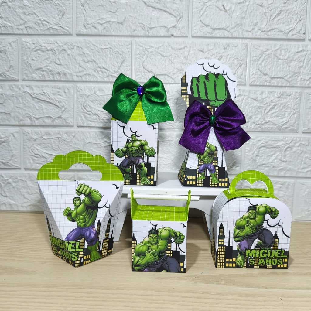 Kit Personalizados caixinhas HULK Lembrancinhas aniversário-Festa PEGUE E MONTE