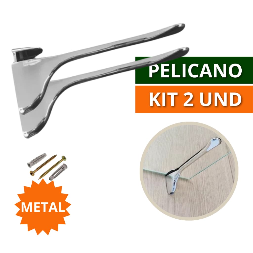 Suporte Prateleira Organizadora Horizontal parede Pelicano Metal Para Vidro Madeira Kit 2 ou 1 Unidade