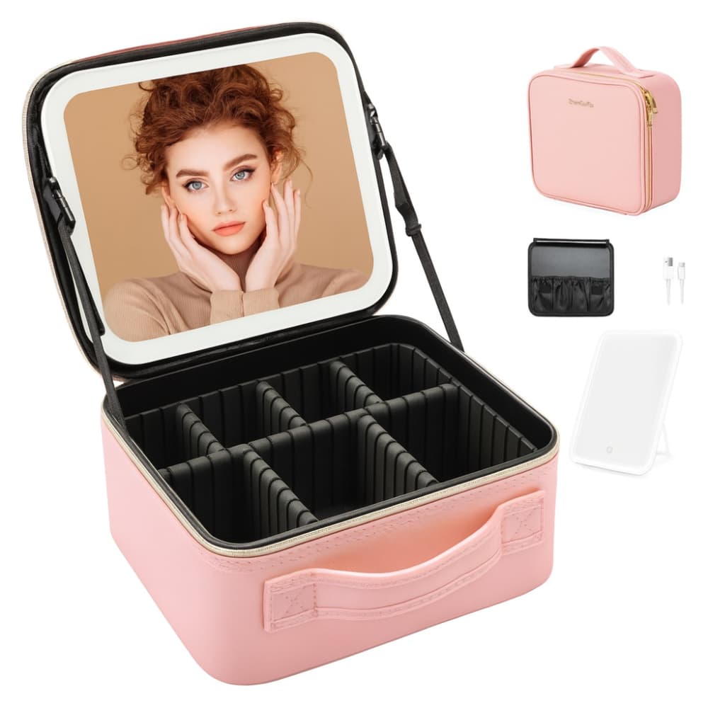 Maleta De Maquiagem Organizadora Bolsa Para Maquiagens Com Espelho Led Maquiadora
