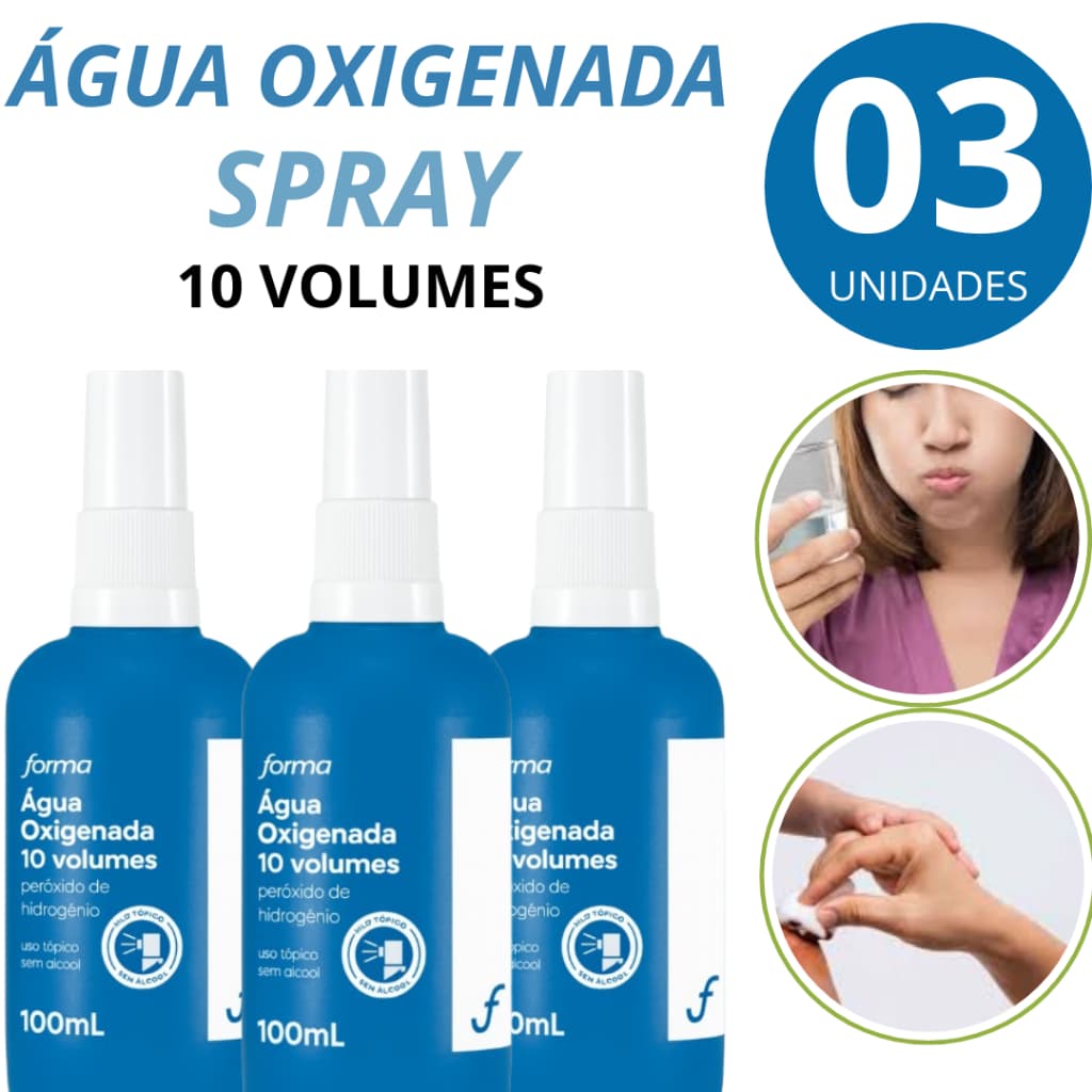 Agua Oxigenada 10 Volumes Antisséptico 100ml Promoção 3uni